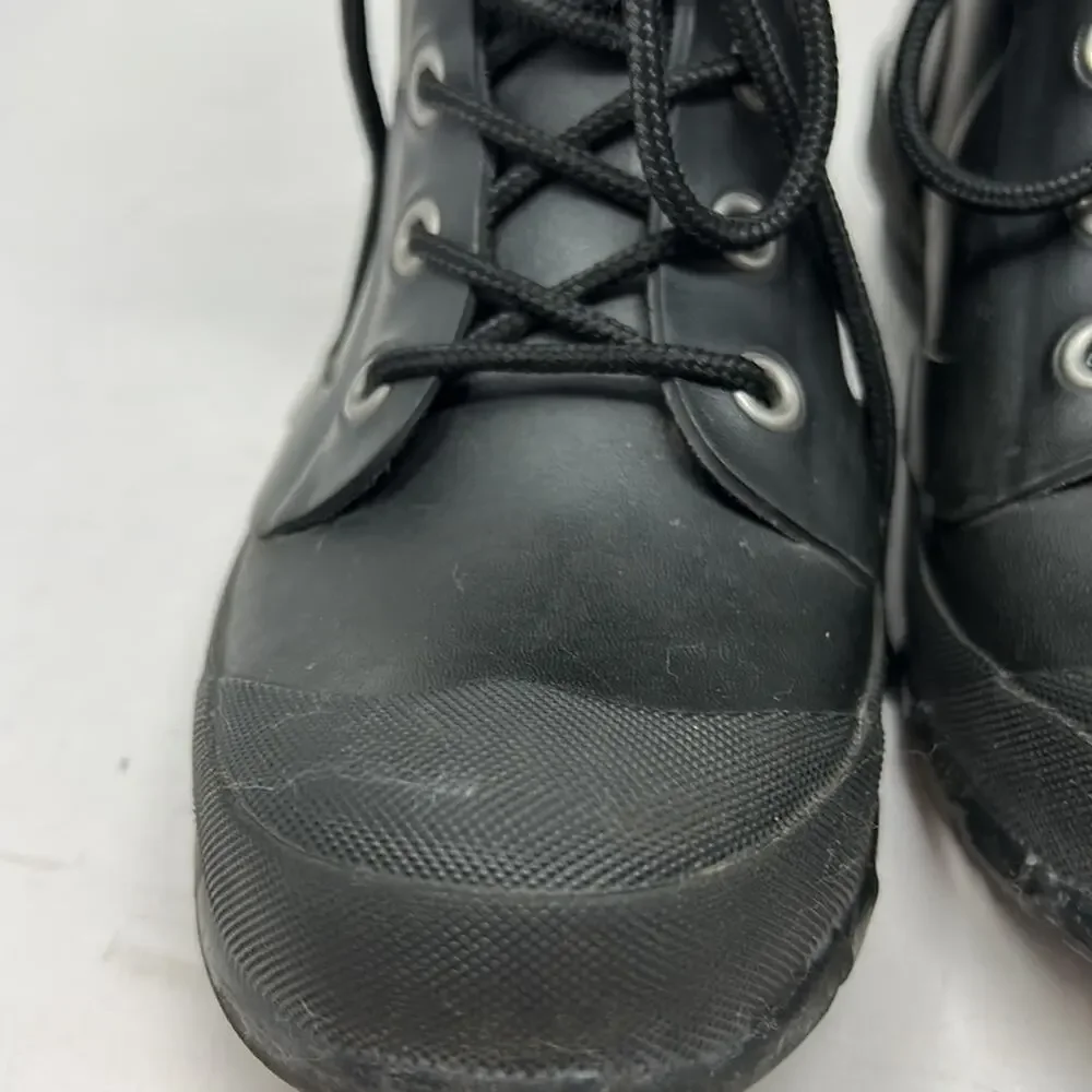 Lauren Ralph Lauren Mikenna Women's Black Rubber Lace Up Ankle Boots Size 6